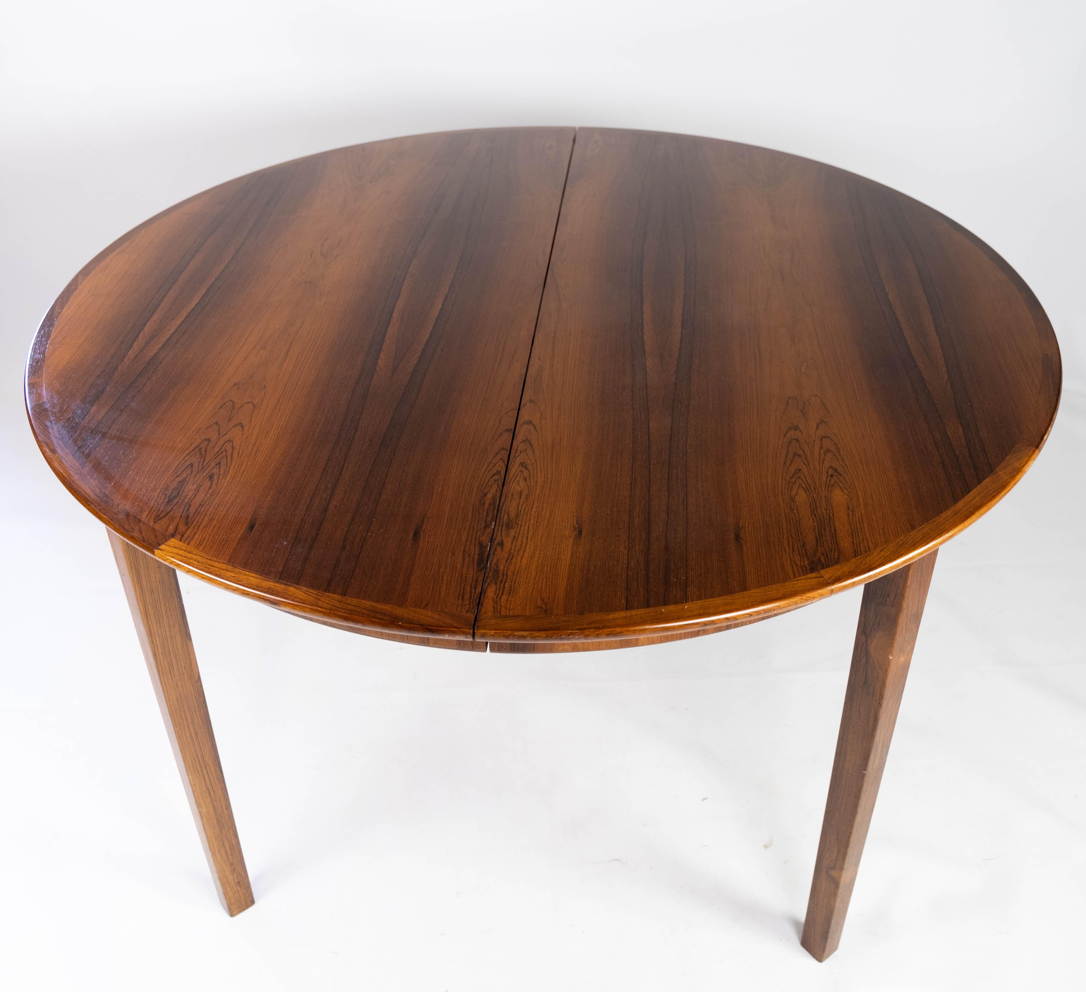 Mid-Century Modern Dining Table Made In Rosewood With Extension Plates, Danish Design From 1960s For Sale