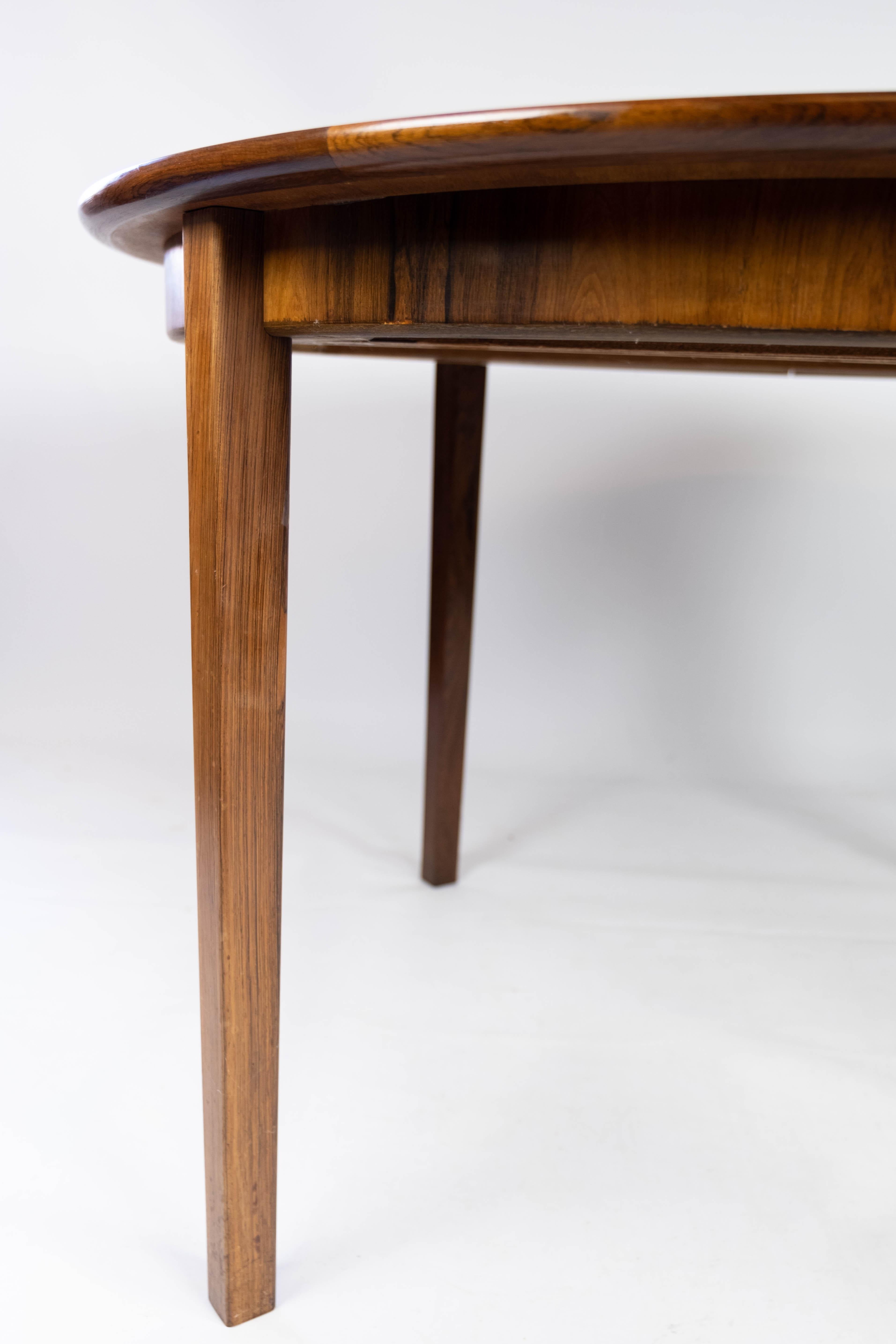 Mid-20th Century Dining Table Made In Rosewood With Extension Plates, Danish Design From 1960s For Sale