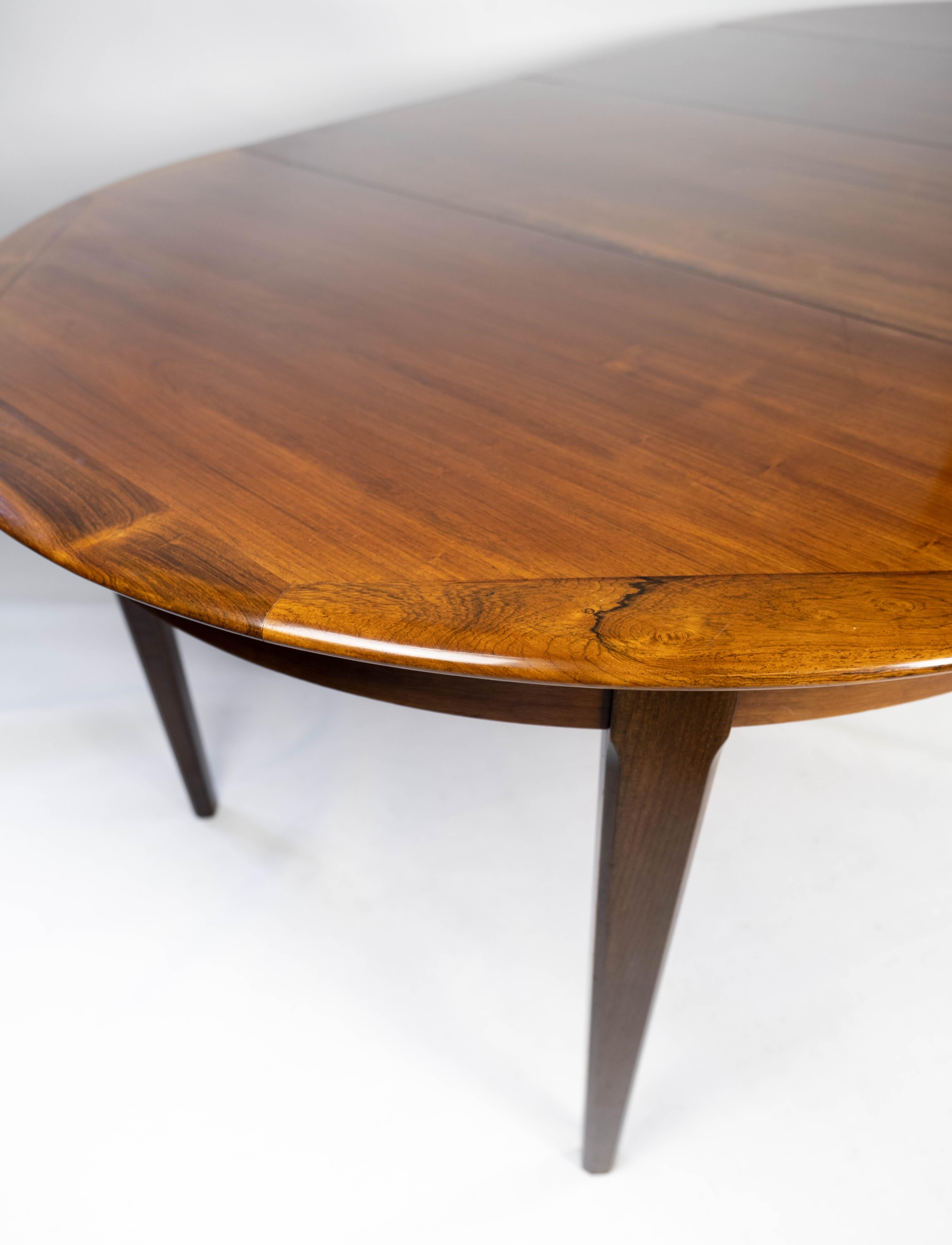 Table de salle à manger fabriquée en bois de rose avec assiettes à rallonge, design danois des années 1960 en vente 3