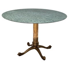 Dining Table in Round dark Imperial Marble and casted Brass Base, Italy, 1970's