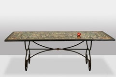 Tavolo da pranzo in scagliola e ferro battuto. 1950s