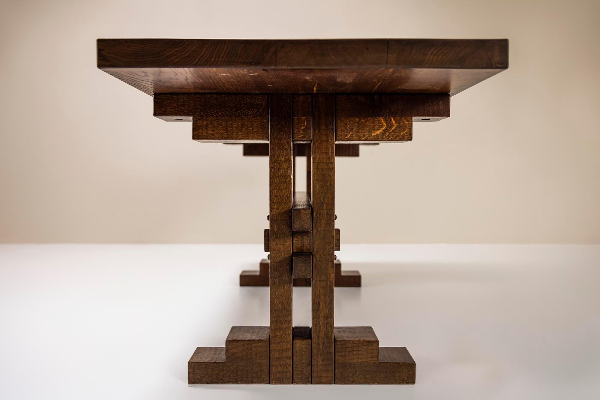 Dining Table in Slavonian Oak by Officina Rivadossi, Italy 1970s 2