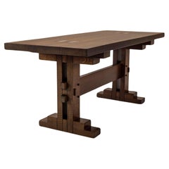 Dining Table in Slavonian Oak by Officina Rivadossi, Italy 1970s