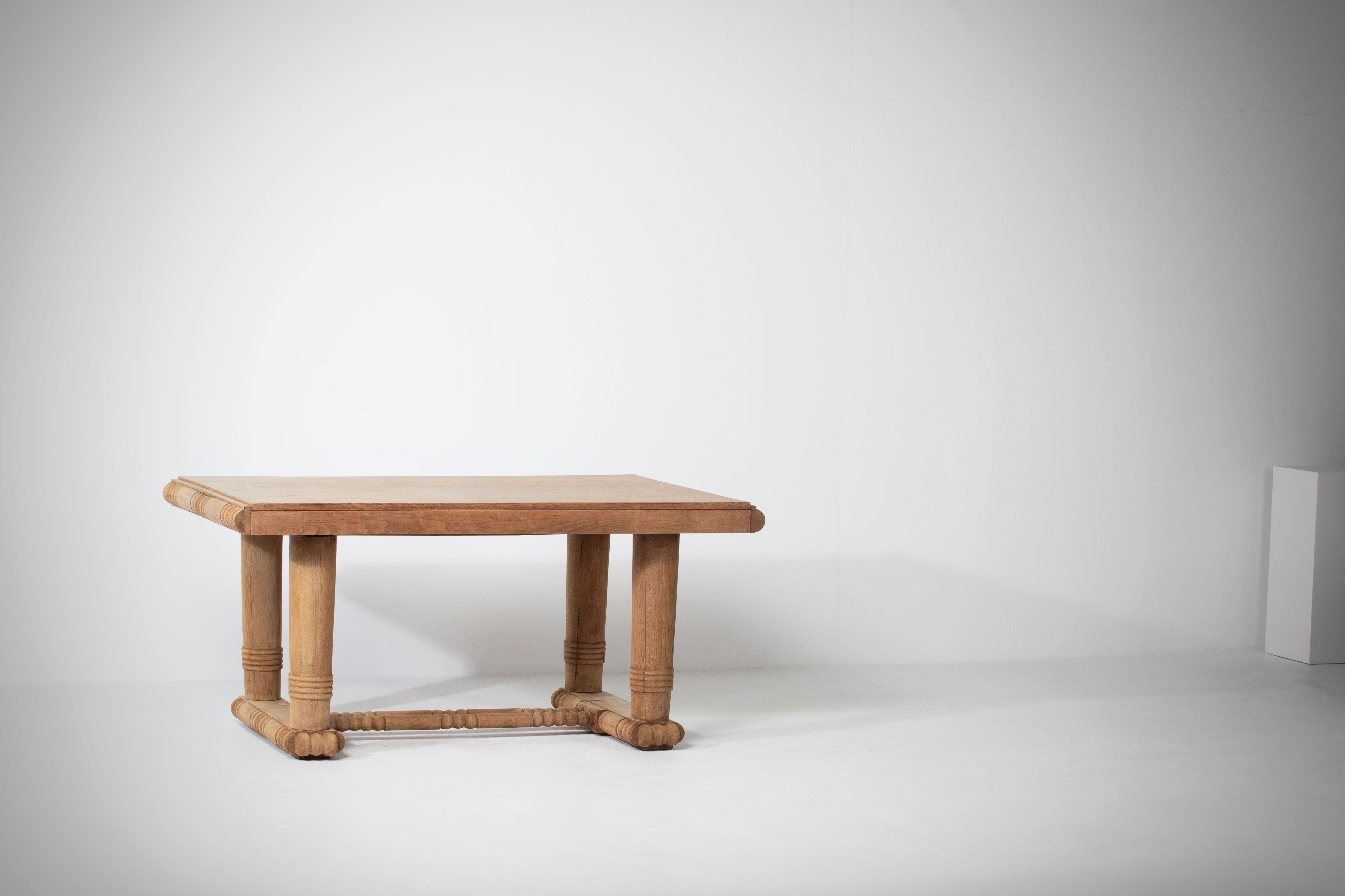 Mid-Century Modern Dining Table in Solid Oak, France, 1940 For Sale