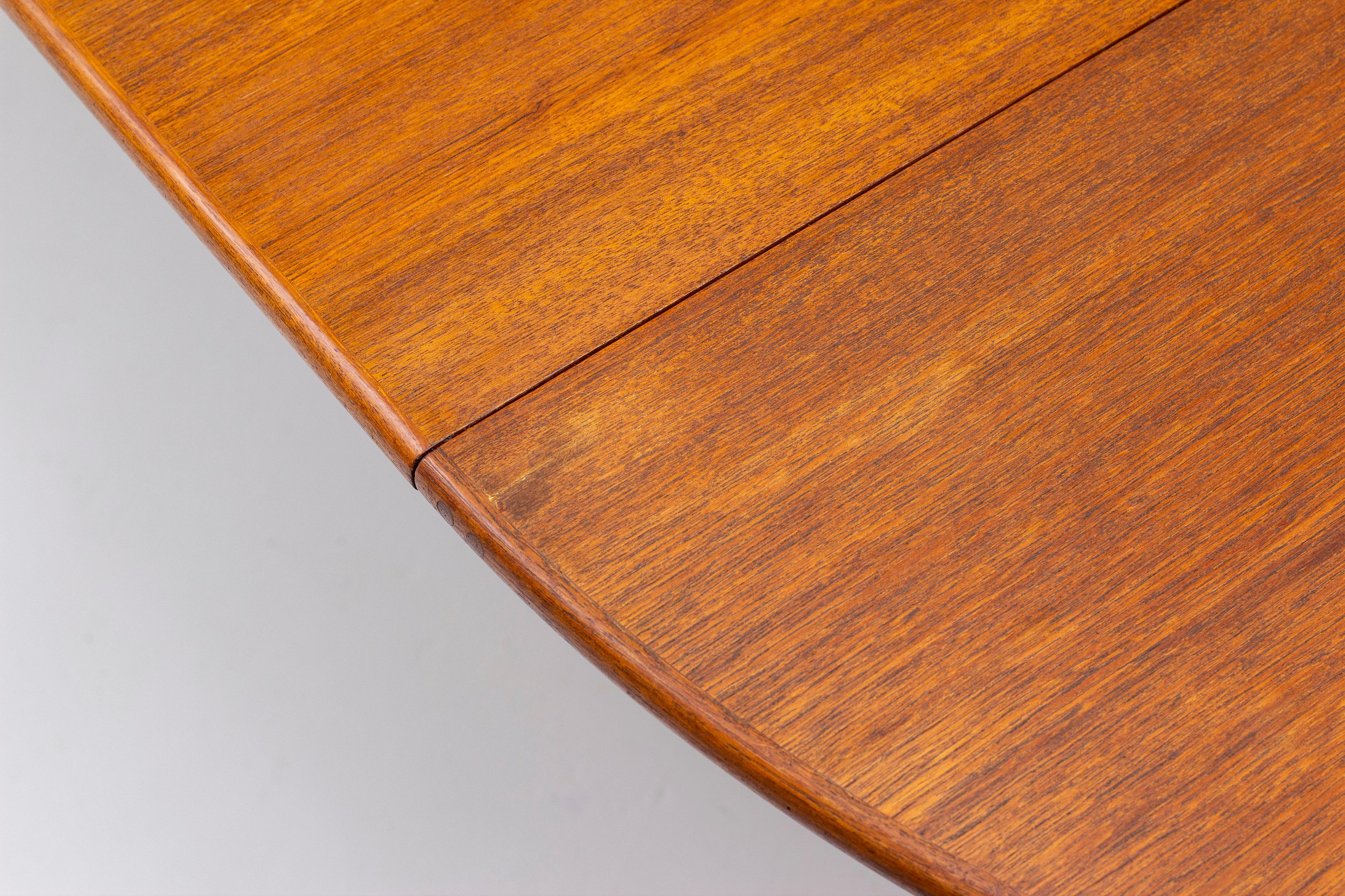 Dining Table in Teak by Cabinet Maker Ludvig Pontoppidan, Denmark, 1950s 6