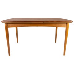 Retro Dining Table Made In Teak With Extentions & Legs In Oak From 1960s