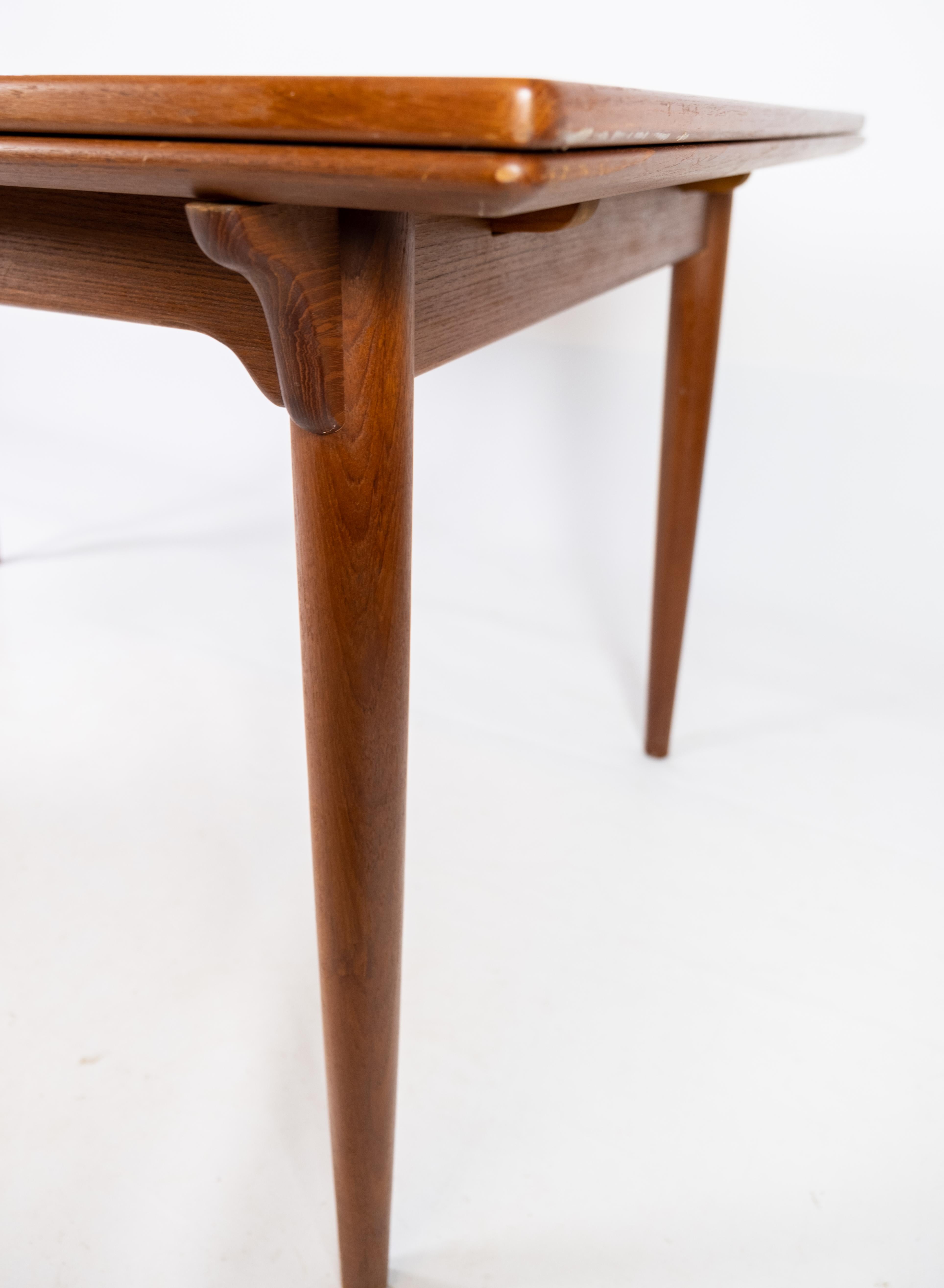 Dining Table Made In Teak With Extentions, Danish Design From 1960s For Sale 1