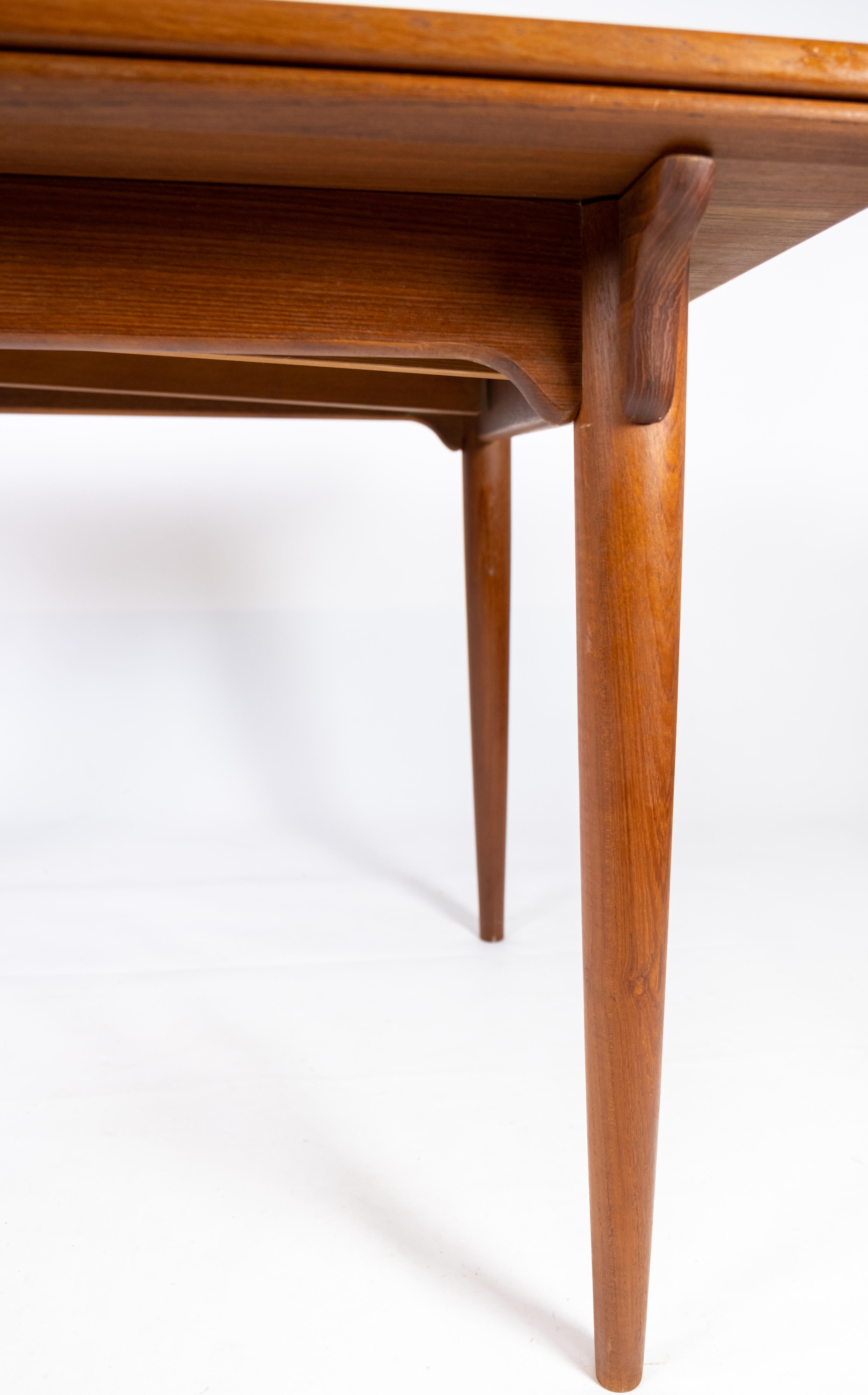 Dining Table Made In Teak With Extentions, Danish Design From 1960s For Sale 2