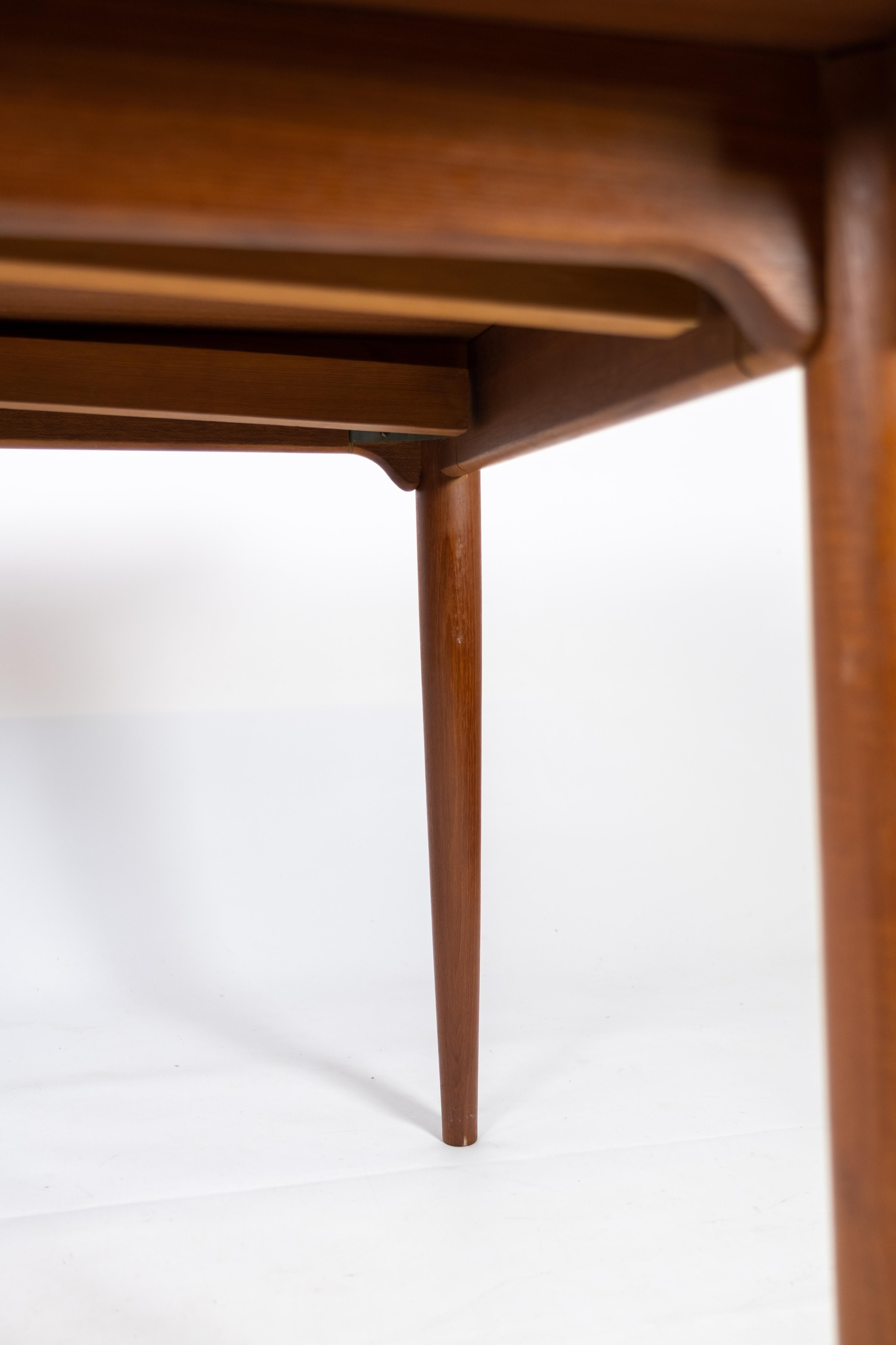 Dining Table Made In Teak With Extentions, Danish Design From 1960s For Sale 3