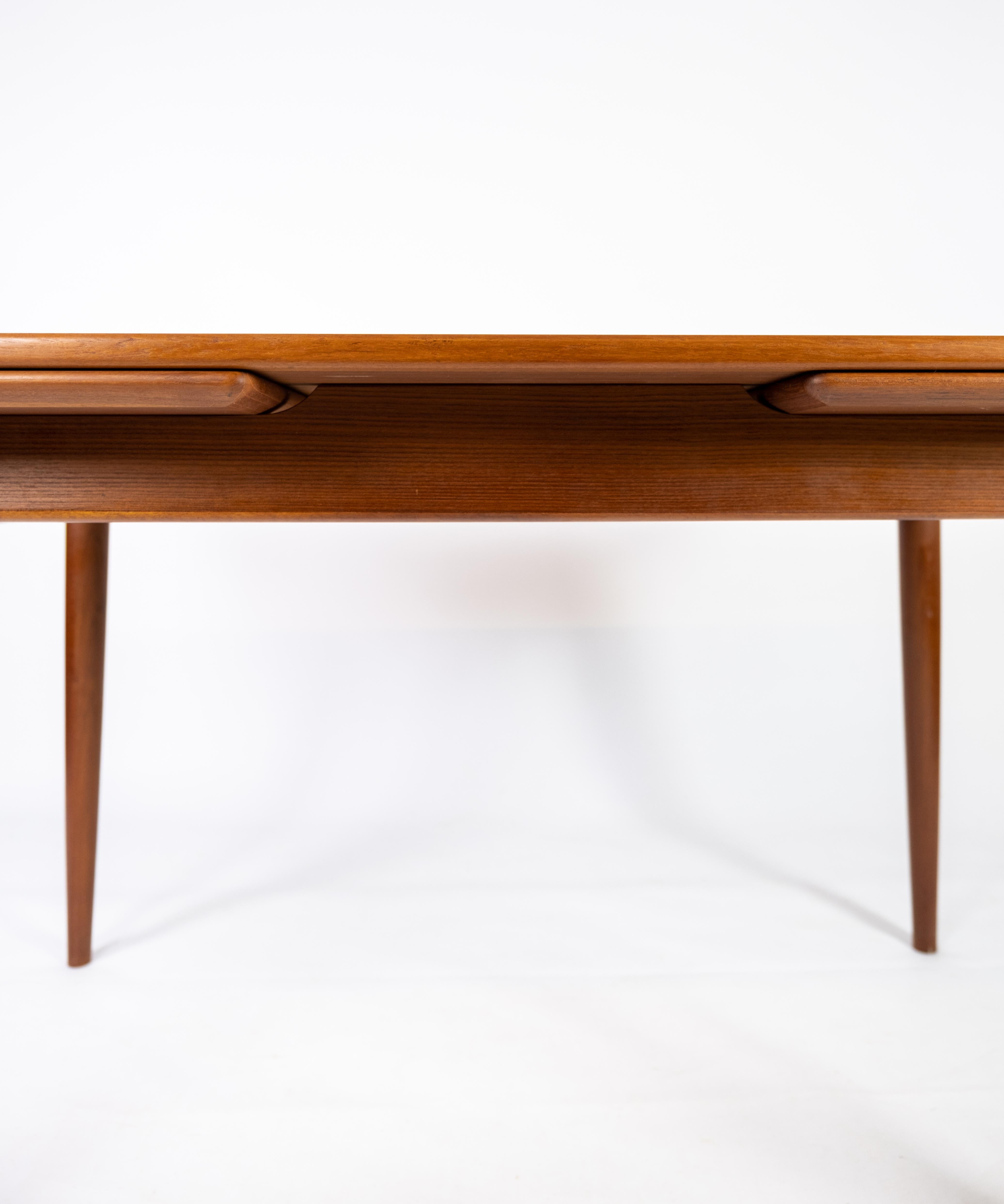Dining Table Made In Teak With Extentions, Danish Design From 1960s For Sale 4