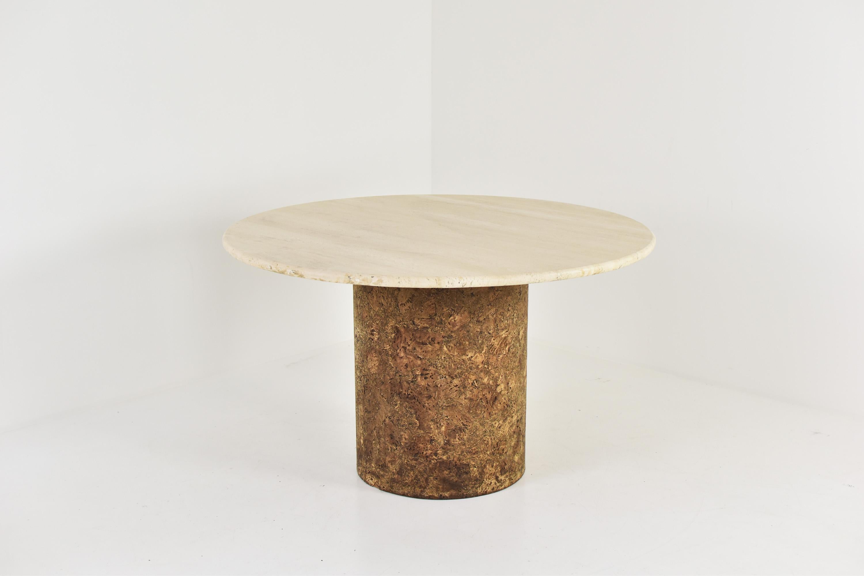 Mid-Century Modern Dining Table in Travertine and Cork from the 1960’s