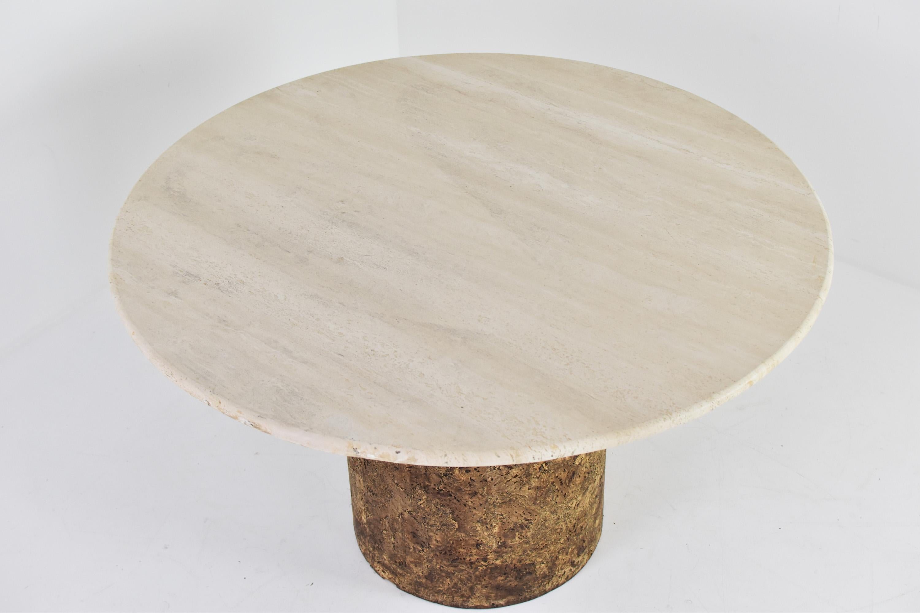 European Dining Table in Travertine and Cork from the 1960’s