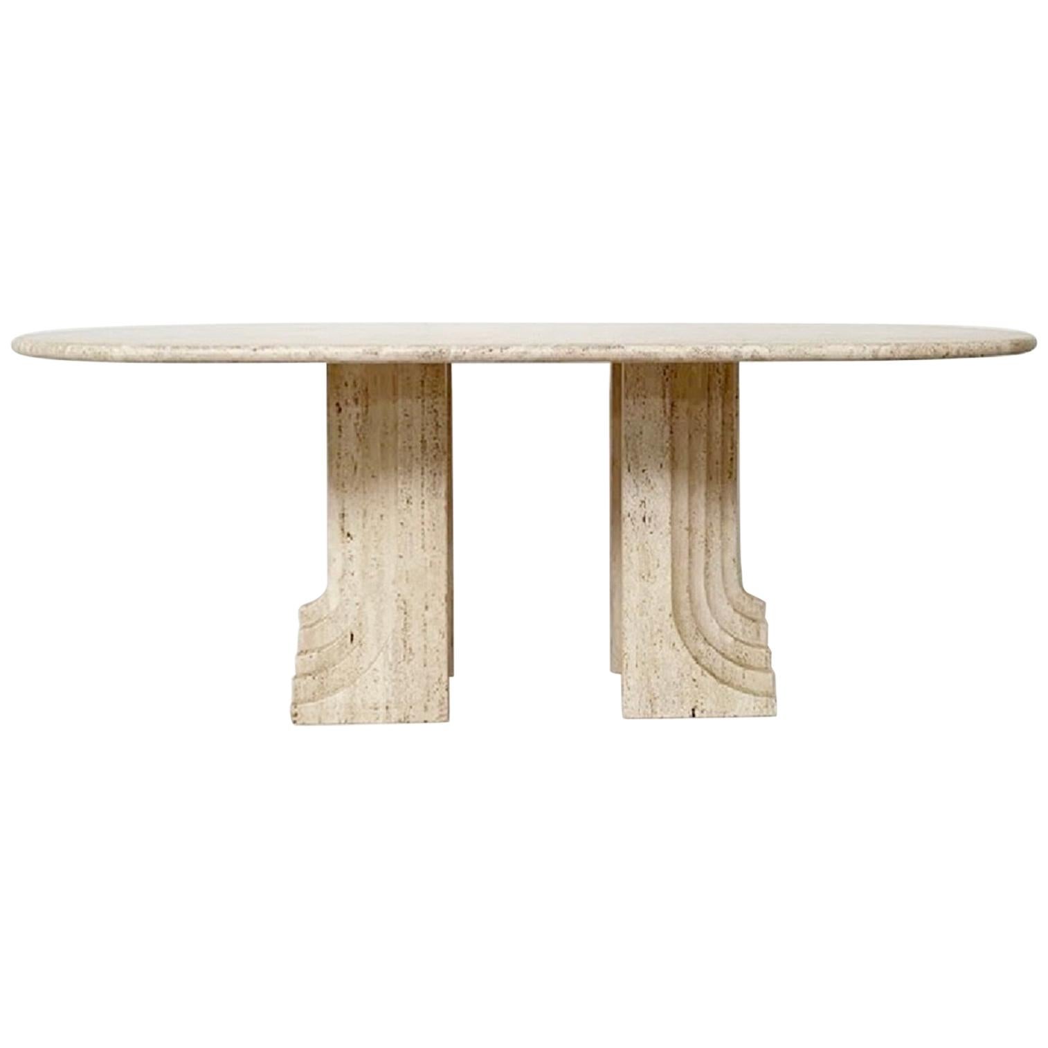 Dining Table in Travertine by Carlo Scarpa, Italy, circa 1970s