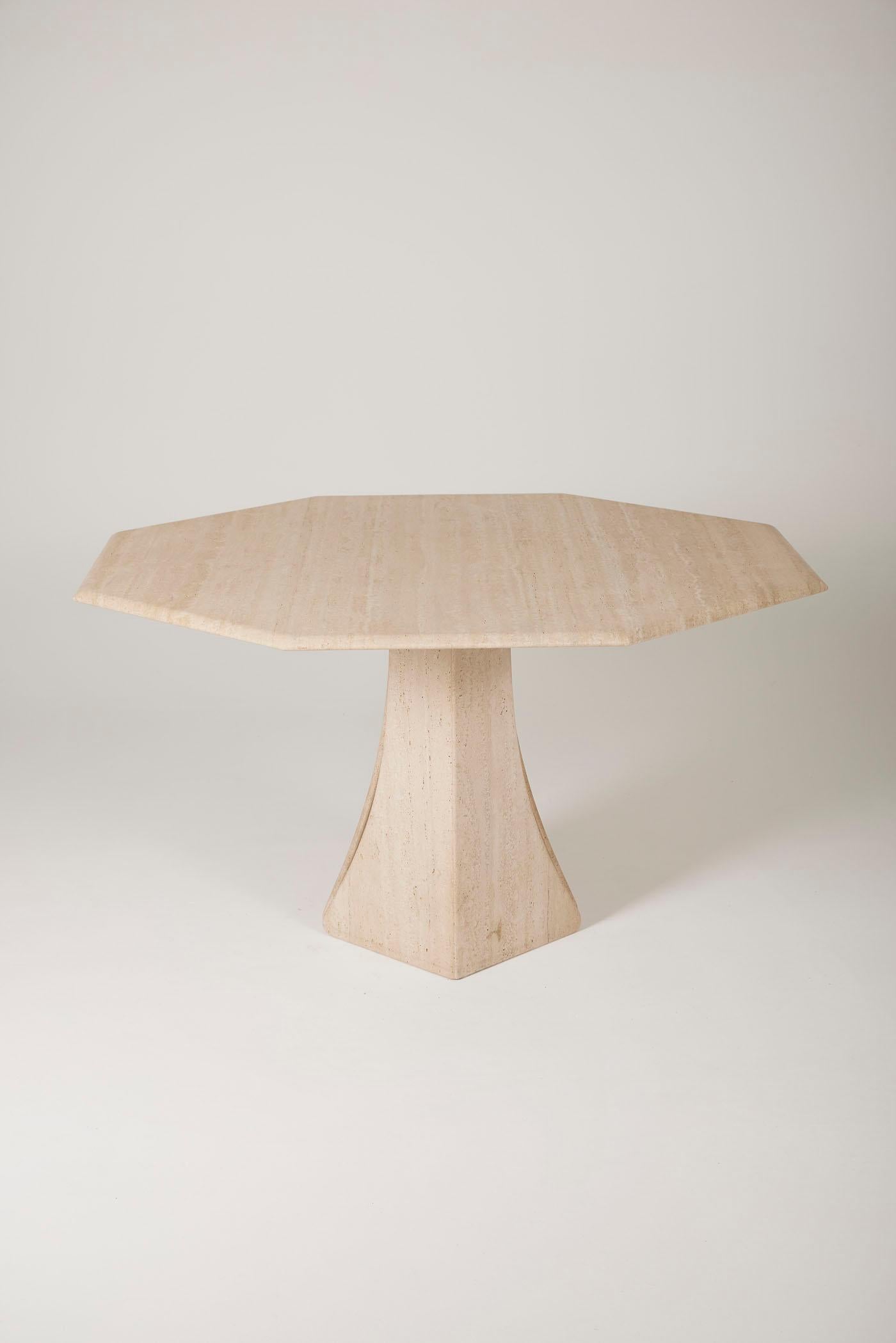 20th Century Dining table in travertine For Sale