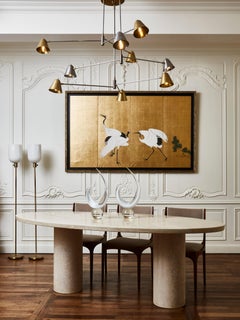 Dining Table in Travertine Stone by Studio Glustin