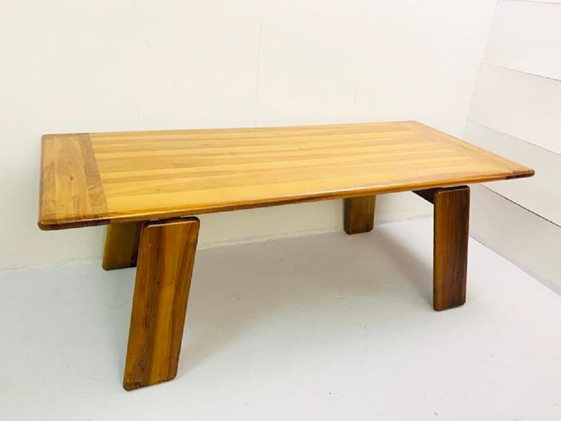 Dining table in walnut by Afra & Tobia Scarpa, Italy, 1980s.