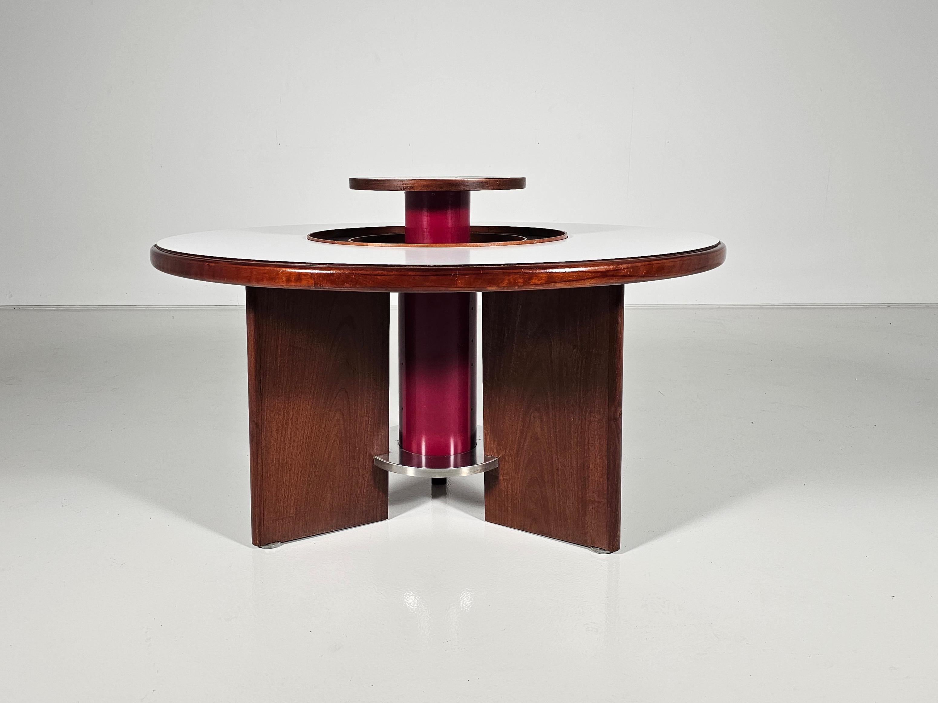 Mid-Century Modern Dining Table in walnut, laminate and steel by Silvio Coppola for Bernini, Italy For Sale