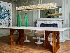 Dining table in wood and travertine stone by Studio Glustin