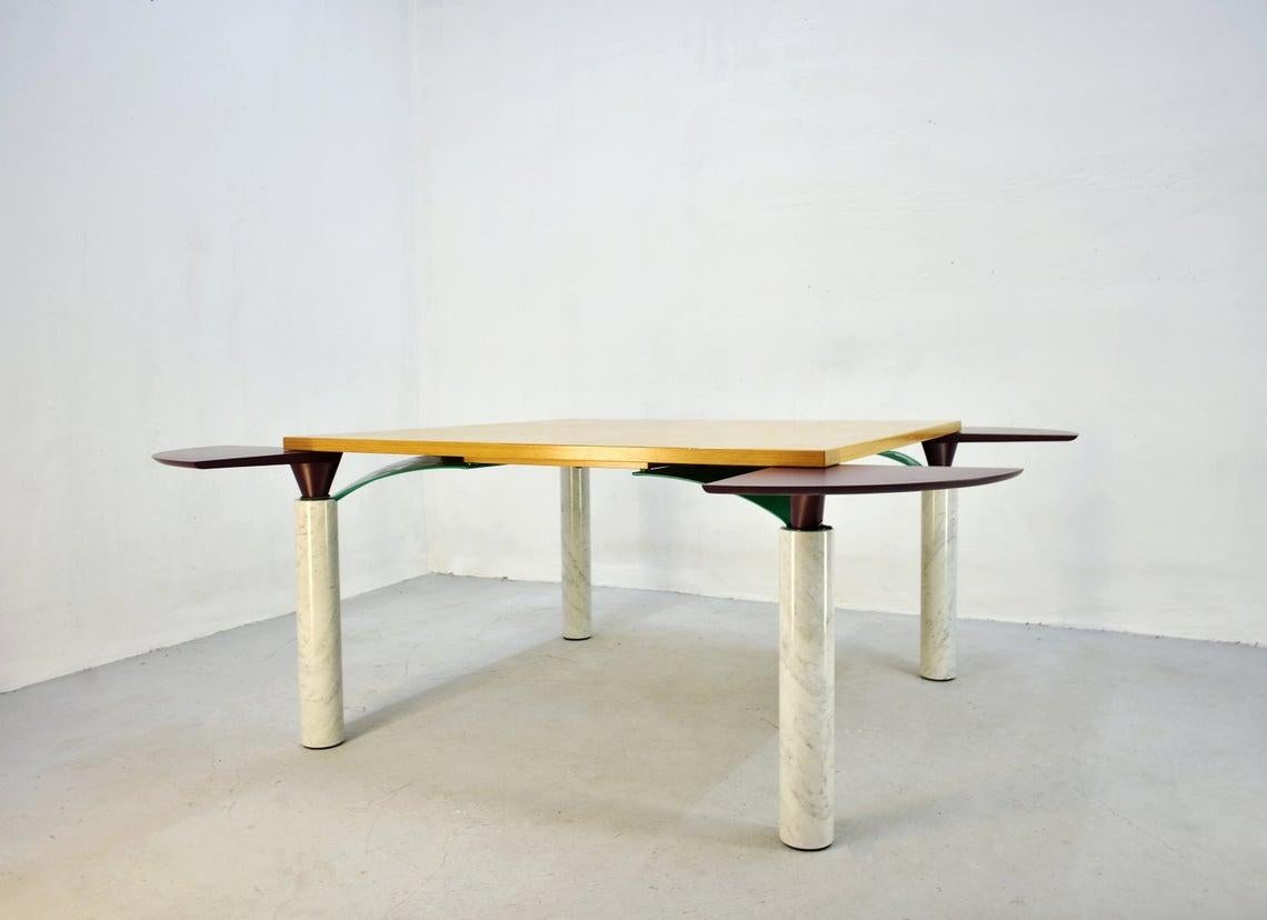 Post-Modern Dining Table LOM850, Francesco Binfare for Cassina, Italy 1980s, Carrara Marble