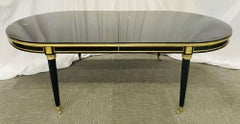 Louis XVI Maison Jansen Style Dining Table, Black Lacquer, 15 Feet, Refinished