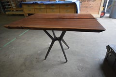 Dining Table Made From Solid Walnut with Sleek Steel Legs in Brushed Bronze