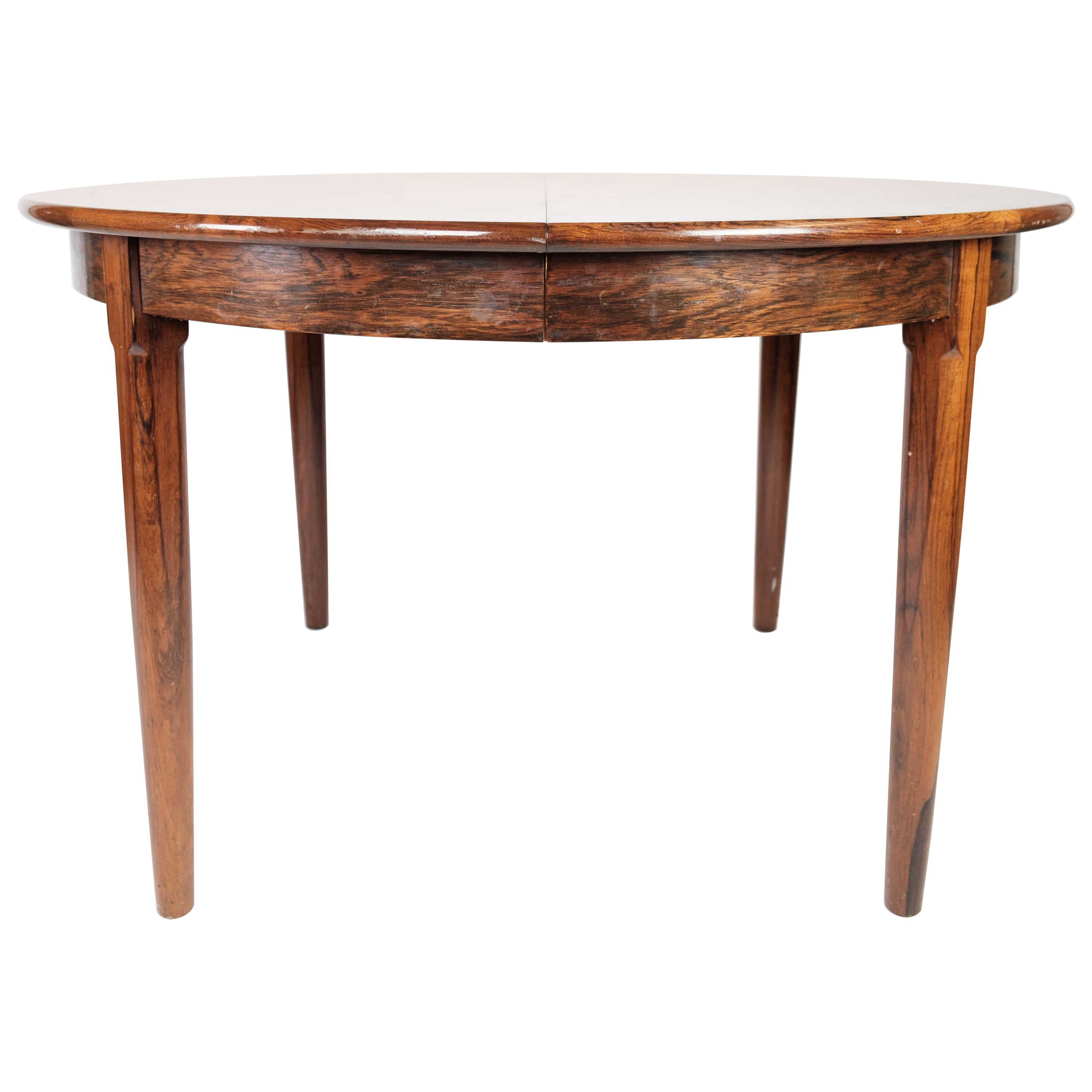 Table de salle à manger fabriquée en bois de rose avec rallonge, design danois des années 1960