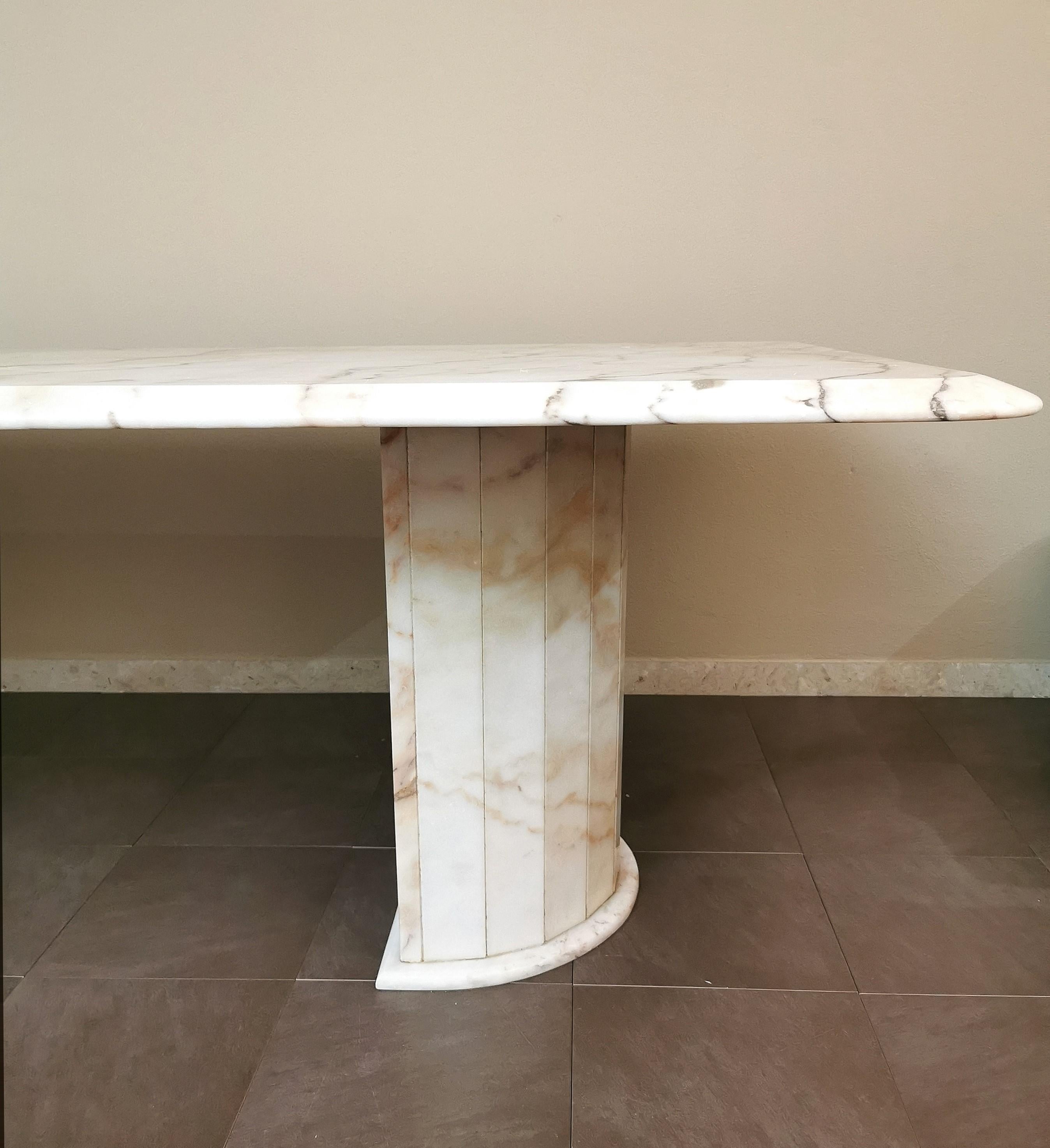 20th Century Dining Table Marble White Pink Large Midcentury Italian Design, 1970s For Sale