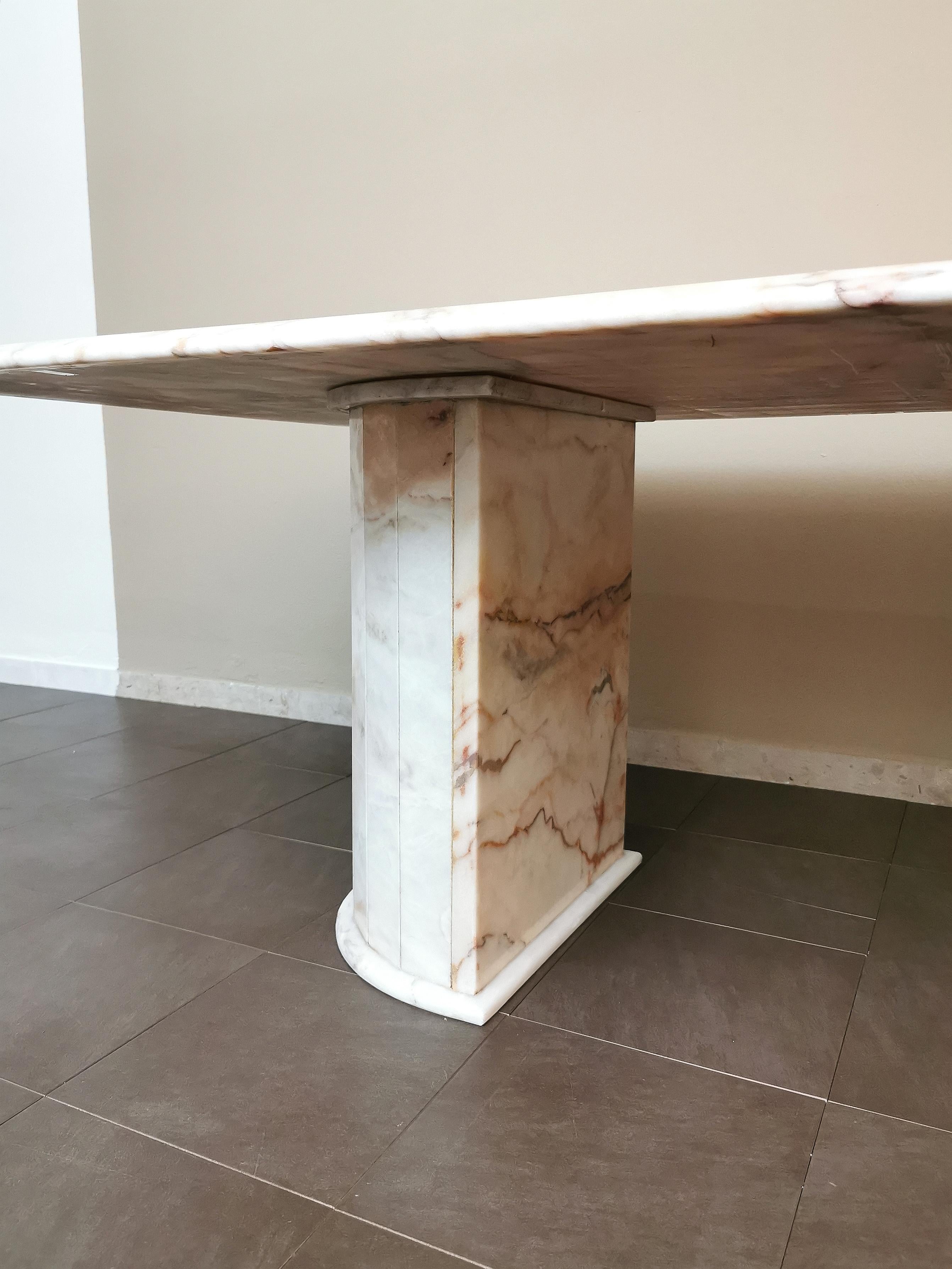 Dining Table Marble White Pink Large Midcentury Italian Design, 1970s For Sale 4