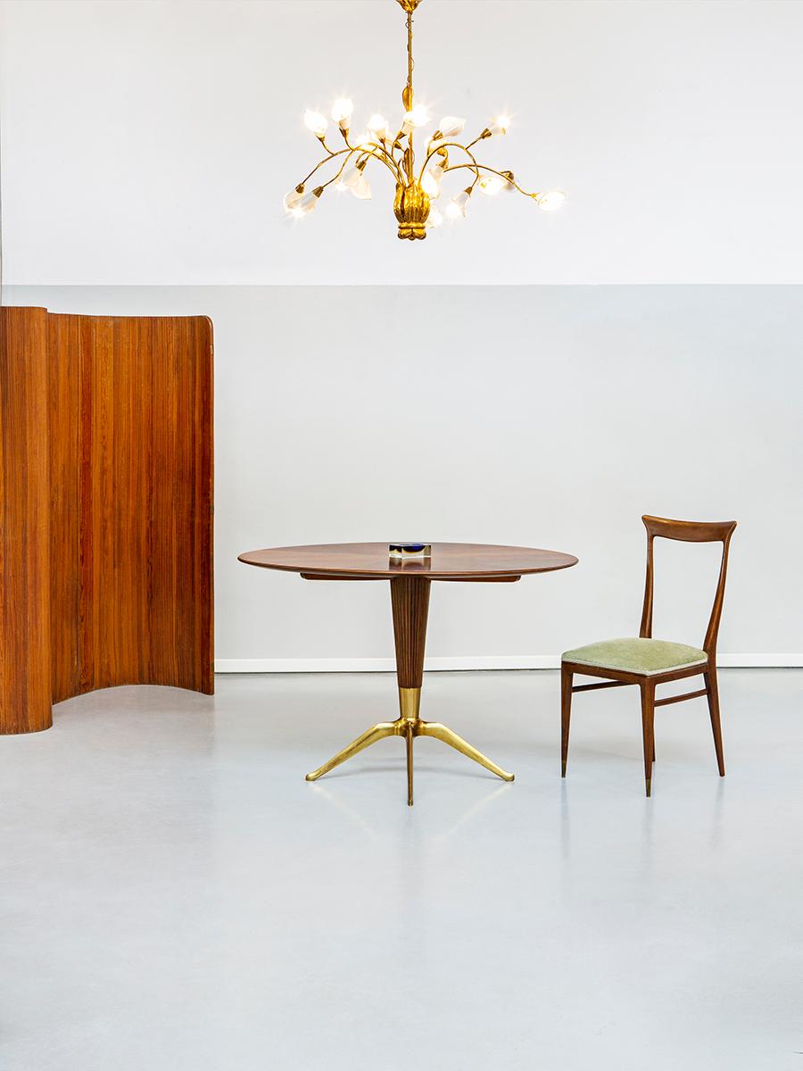 Italian Wood and Brass Dining Table, Melchiorre Bega, 1948 2
