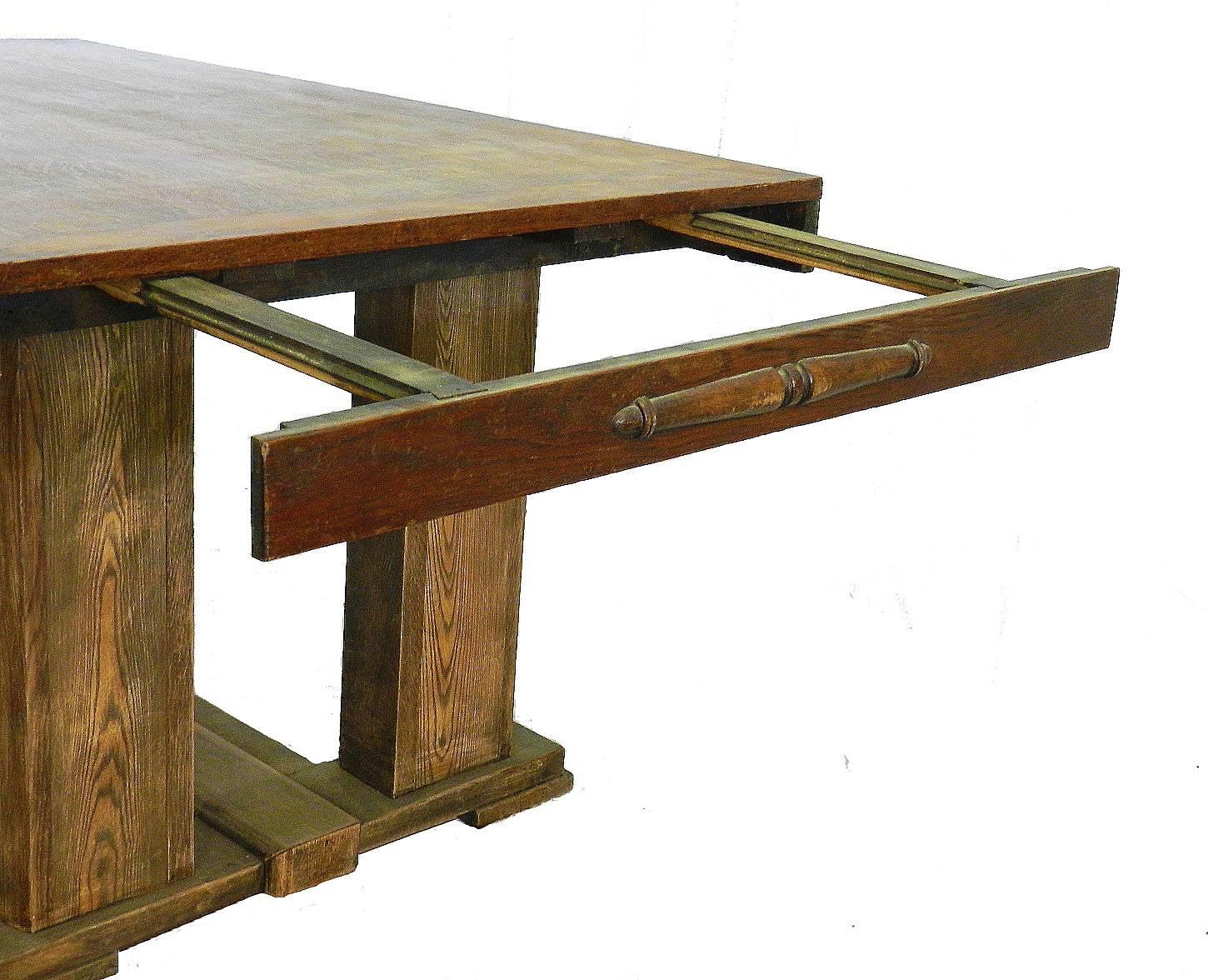 Mid-Century Modern Midcentury Extendable French Oak Dining Table, circa 1950 For Sale
