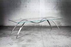 Dining Desk Table Organic Shape Spider Glass Crystal Mirror Steel Collectible