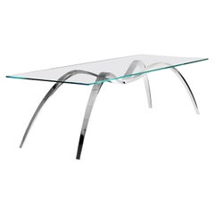 Dining Desk Table Organic Shape Spider Glass Crystal Mirror Steel Collectible