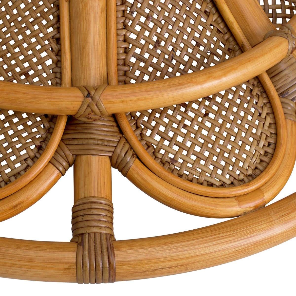 Esstisch, Rattan natur, transparentes, abgeschrägtes Glas. im Zustand „Neu“ im Angebot in Saint-Ouen, FR