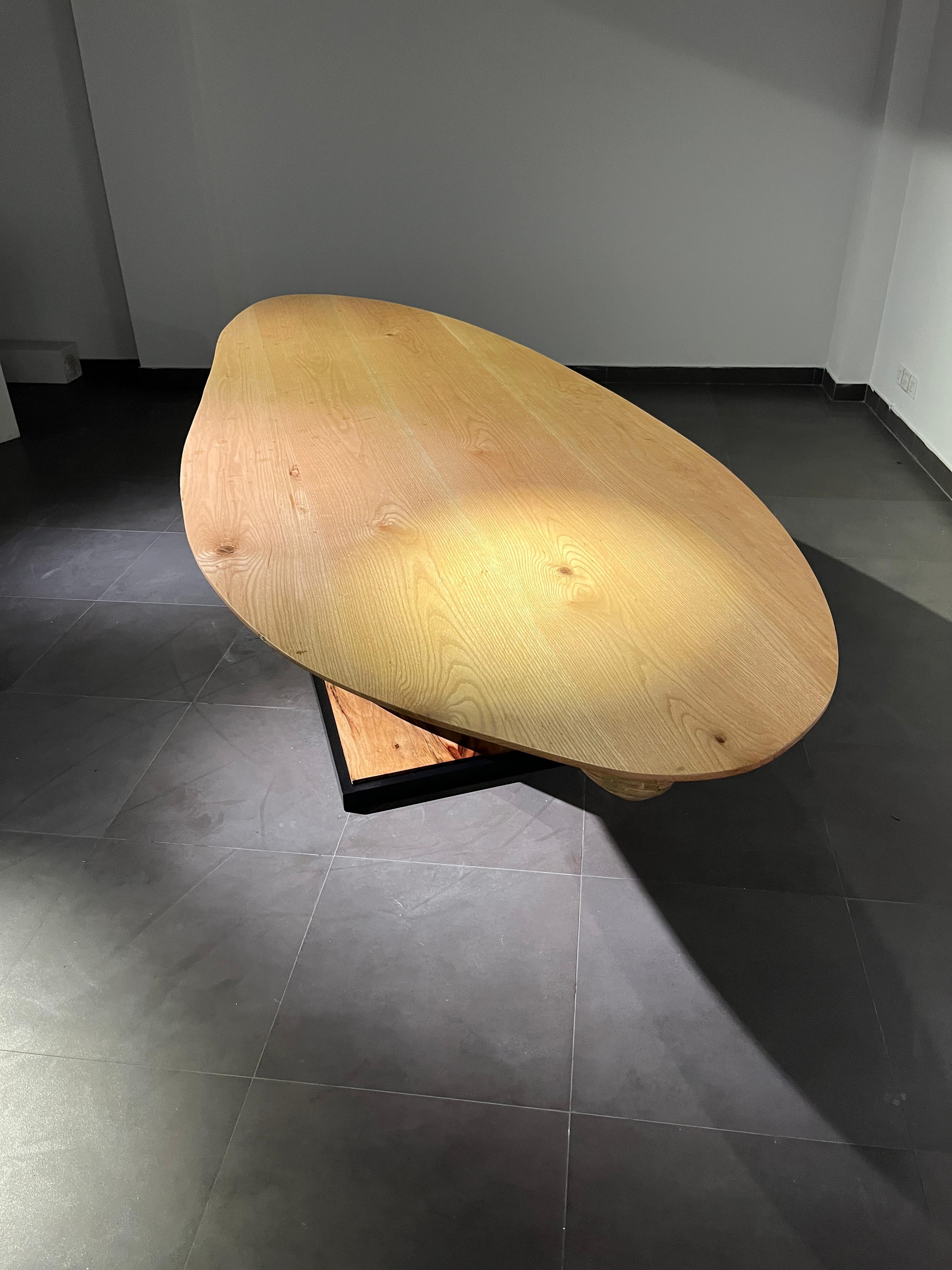 Dining Table No. 3 Fluentum Series - bent red oak wood by raka studio For Sale 4
