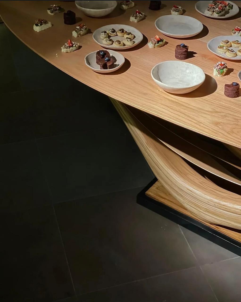 Bentwood Dining Table No. 3 Fluentum Series - bent red oak wood by raka studio For Sale