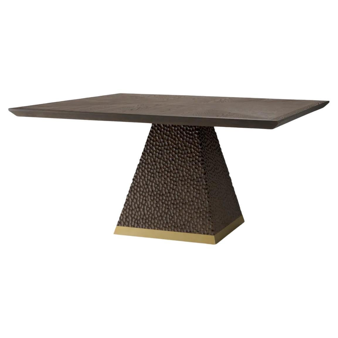 Dining Table – Oak Veneer with Brass Finish