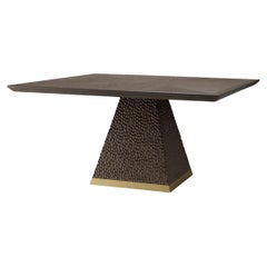 Table de salle à manger - Placage Oak avec finition laiton