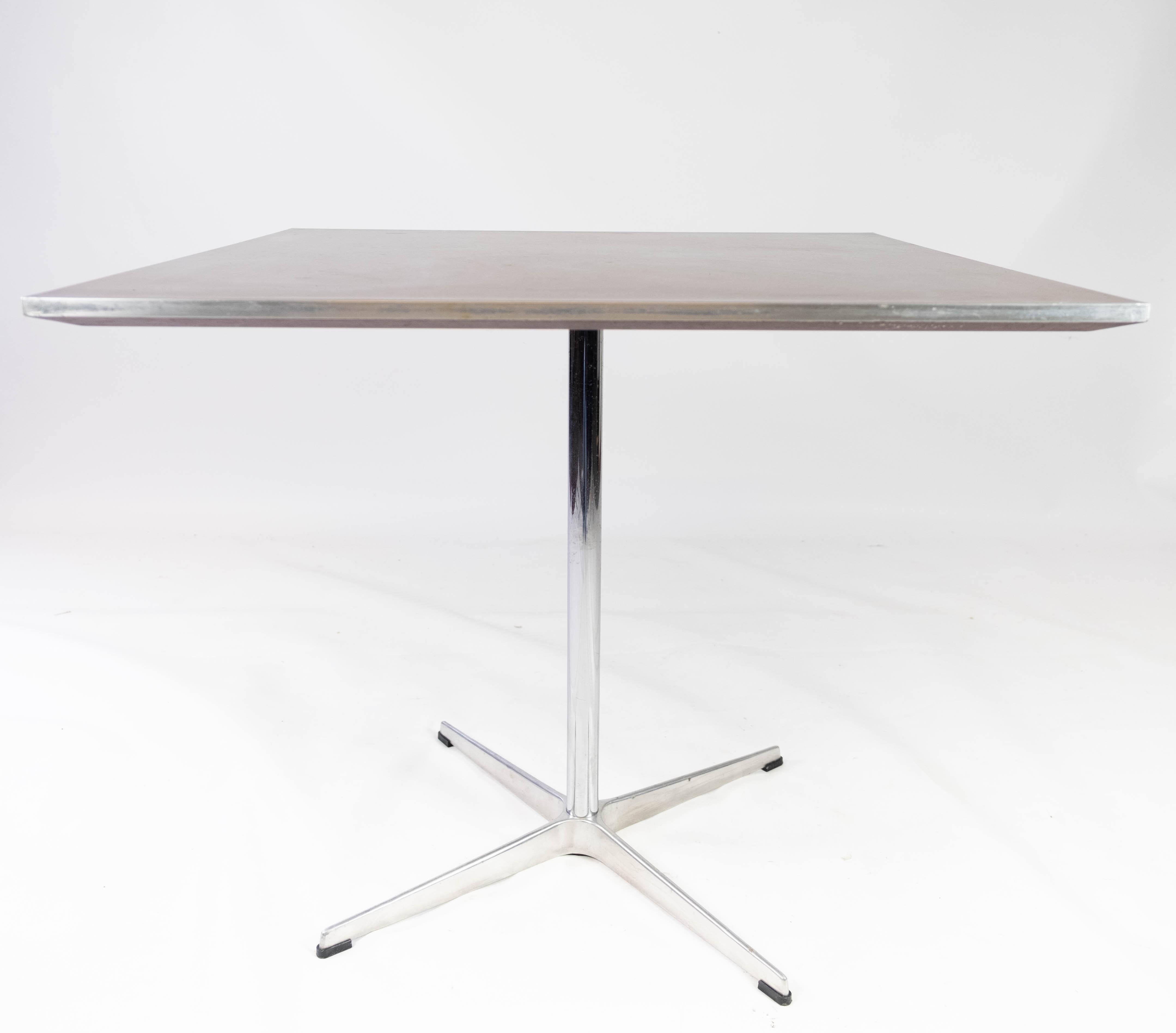 Scandinavian Modern Dining Table of Metal and Laminate Designed by Arne Jacobsen
