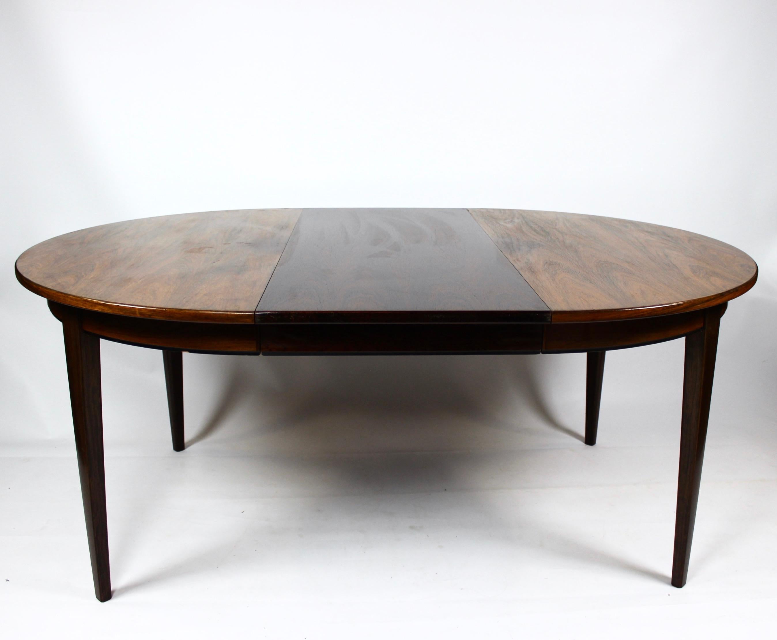 Mid-20th Century Dining Table of Rosewood with Three Extension Plates by Omann Junior, 1960s For Sale