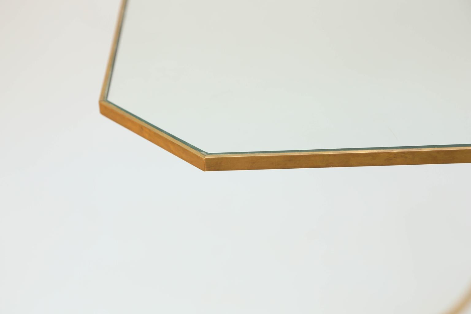 Late 20th Century Dining Table on Lucite Base with Brass Border in the Manner of Springer For Sale