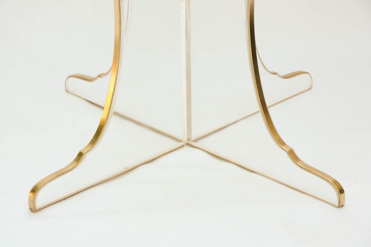 Dining Table on Lucite Base with Brass Border in the Manner of Springer 2