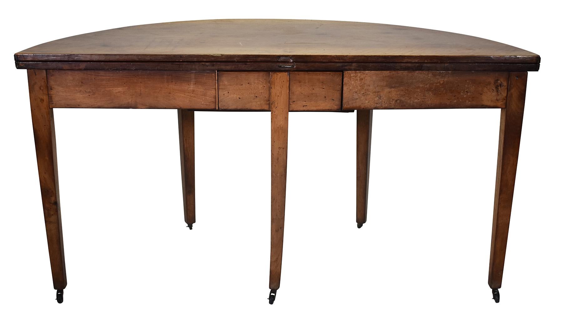 Walnut Dining Table or Demilune, Louis XVI, 19th Century For Sale