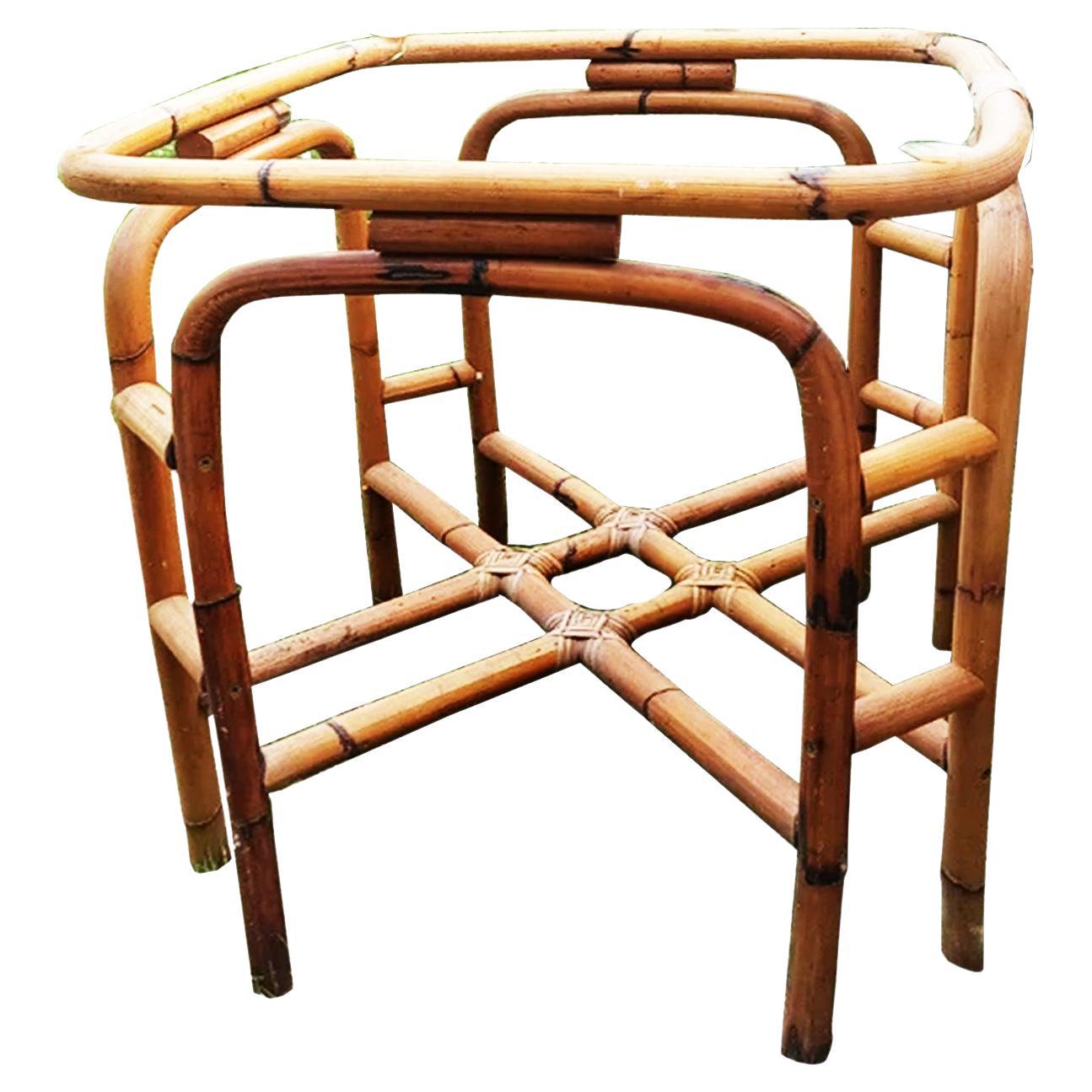 Restauration  ou Café  Table de base bambou vintage France  Mid-Century en vente