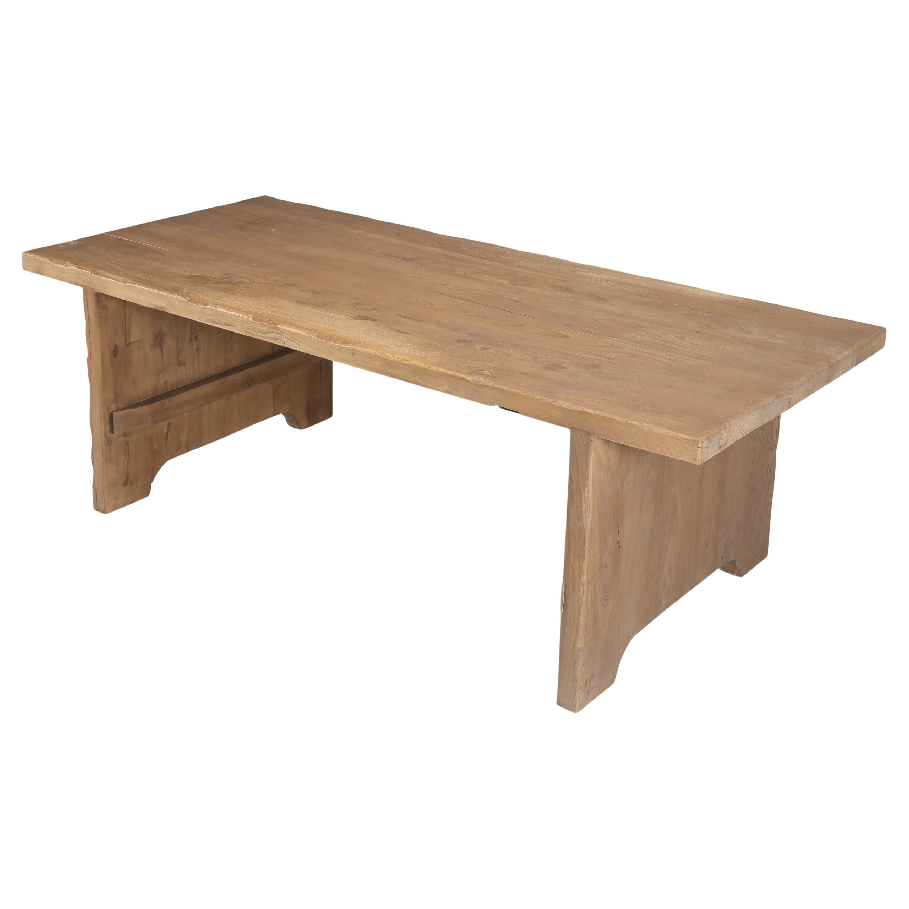 Dining Table or Desk Made from Thick Elm Imported from England in the 1990
s For Sale