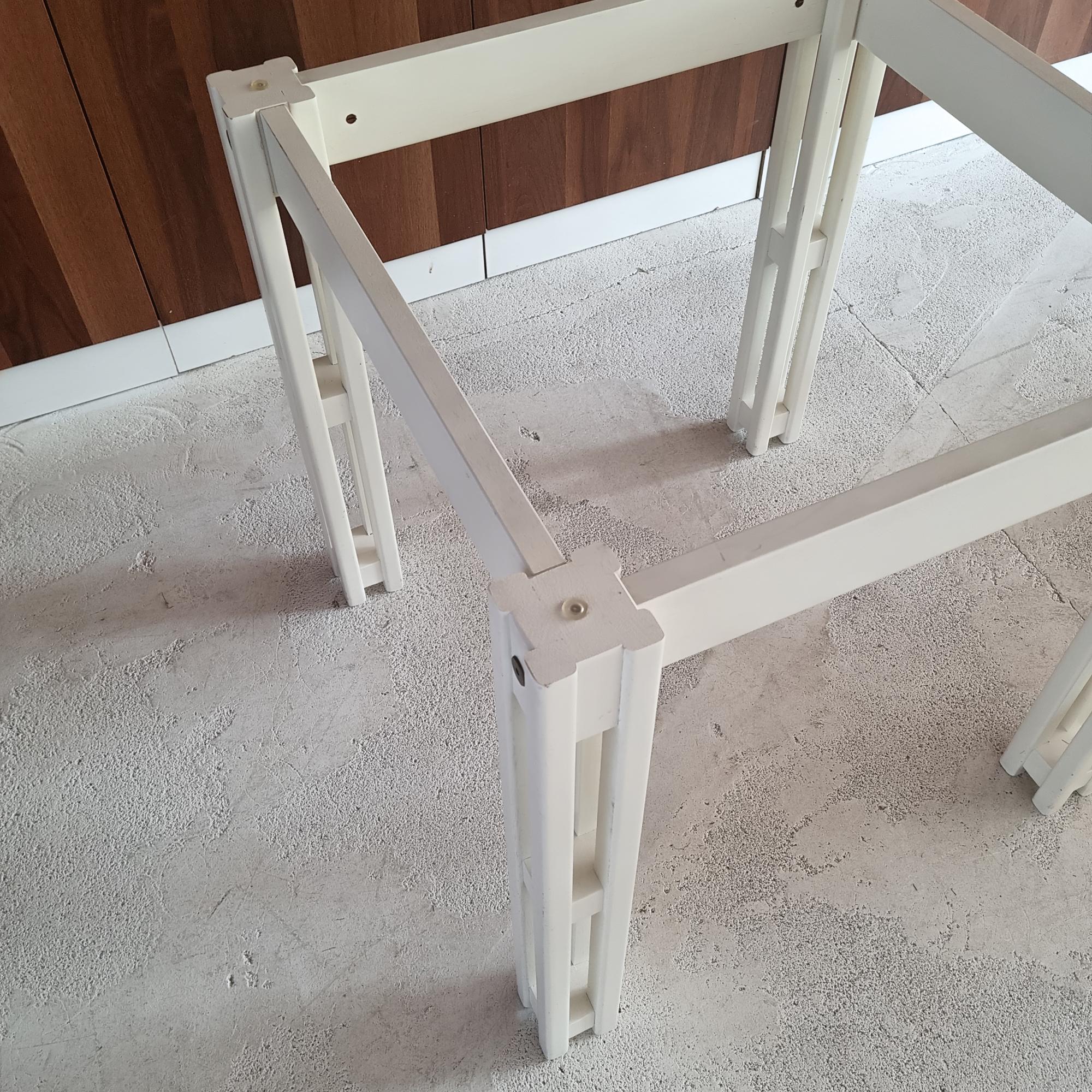 Woodwork Dining Table or Work Desk in Carrara Marble For Sale