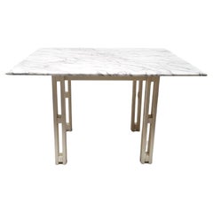 Vintage Dining Table or Work Desk in Carrara Marble