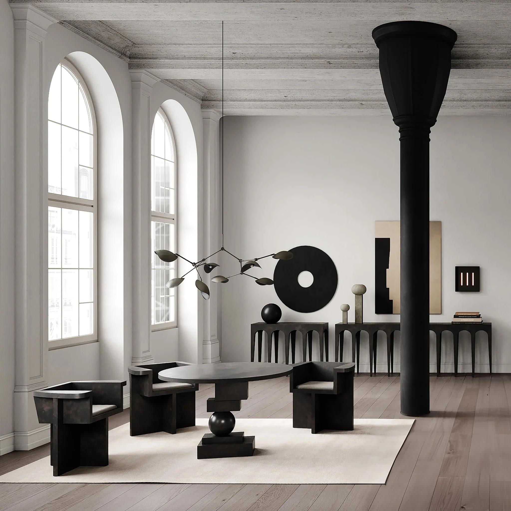 XXIe siècle et contemporain Table de salle à manger, The Pedestal Table, Artist Model, Fiber Concrete, Contemporary Work. en vente