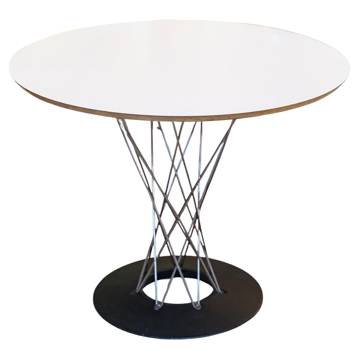 Dining Table, Pedestal Table in White Laminated Wood and Metal, 20th Century.