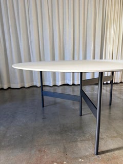 Dining Table, Porcelain Stoneware Top Design, Gunmetal Steel Frame, Italy