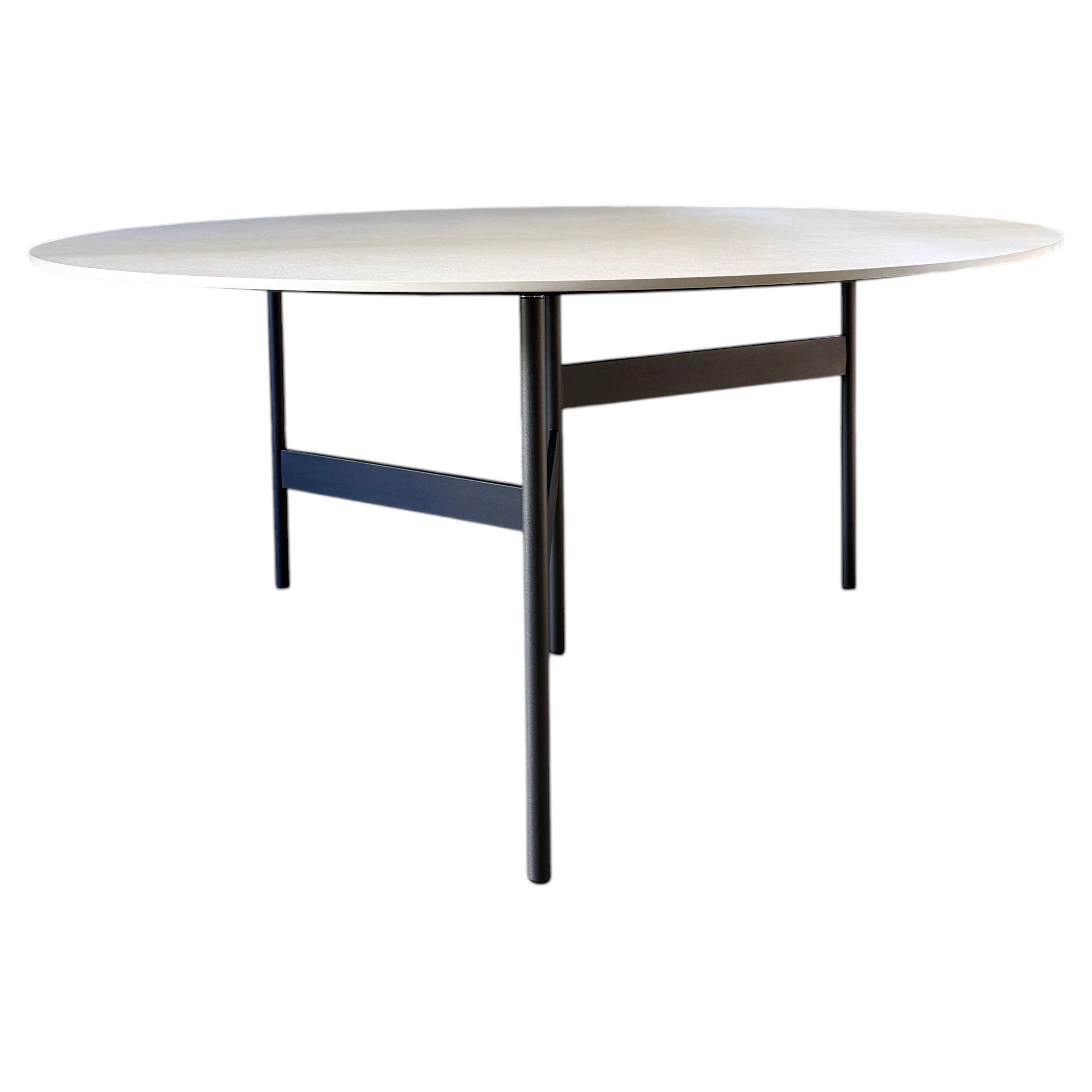 Dining Table, Porcelain Stoneware Top Design, Gunmetal Steel Frame, Italy For Sale